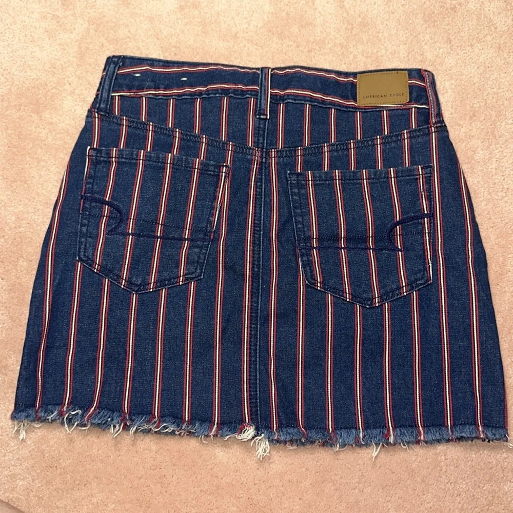 American Eagle Super Stretch Hi-Rise Mini Denim Skirt Red White & Blue